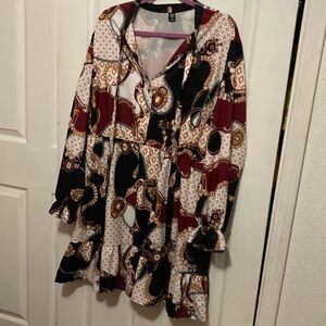 Multicolor Patterned Dress Size 4XL
